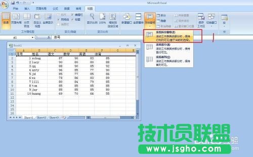 EXCEL 如何讓表格的首行或首列固定不動不滾動?