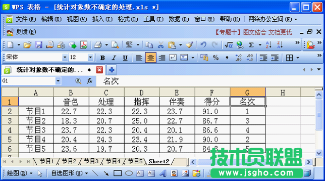 WPS表格技巧：對(duì)象數(shù)不確定的成績統(tǒng)計(jì)