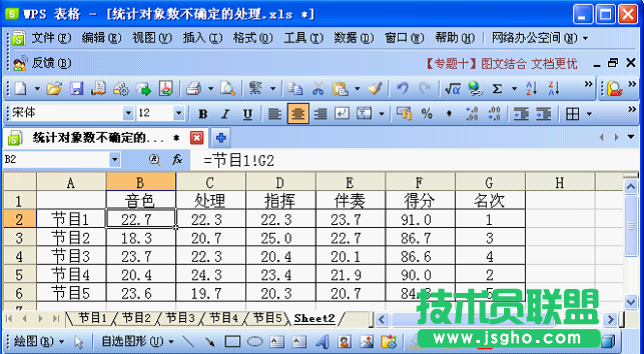 WPS表格技巧：對(duì)象數(shù)不確定的成績統(tǒng)計(jì)